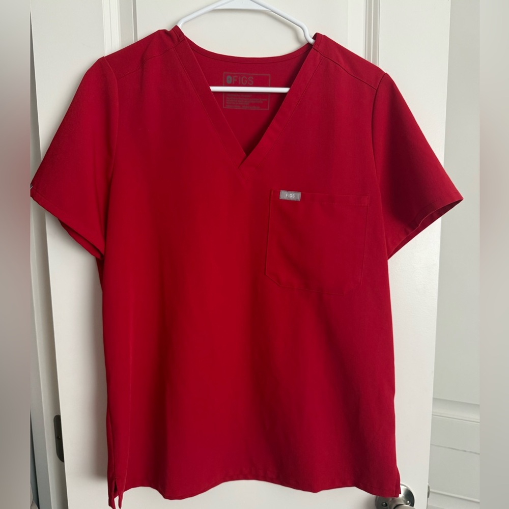 Figs Vivid Red Technical Collection Top